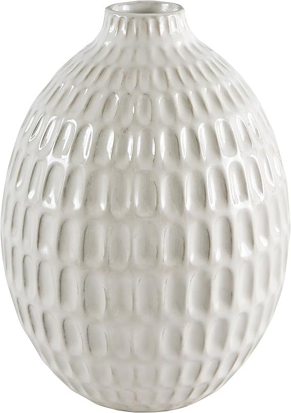 Amazon Brand – Stone & Beam Modern Oval Pattern Decorative Stoneware Vase, 8.75 Inch Height, Of... | Amazon (US)