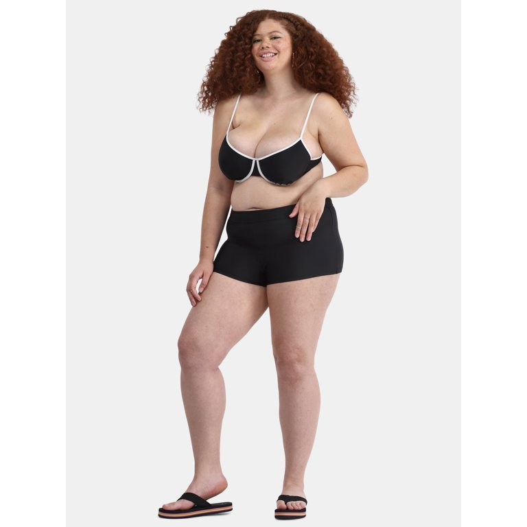 No Boundaries Black Boyshort Swim Bottoms, Women's | Walmart (US)