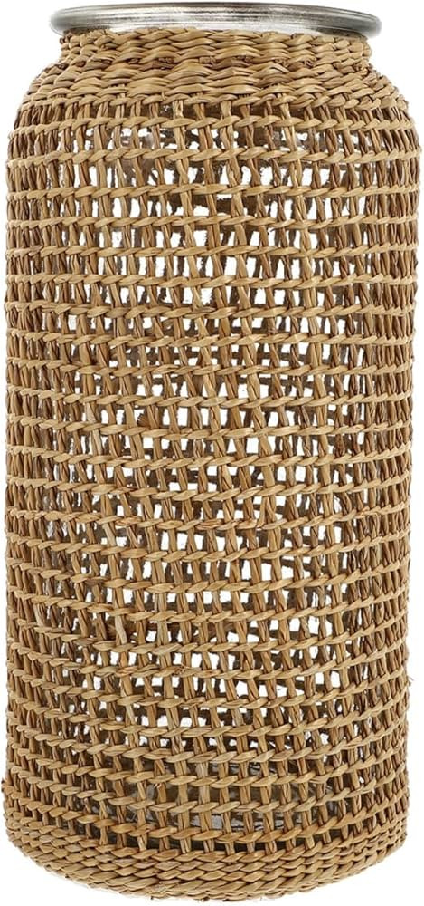 DOITOOL Boho Glass Vase with Rattan Cover, Rustic Farmhouse Vase Round Decorative Flower Containe... | Amazon (US)