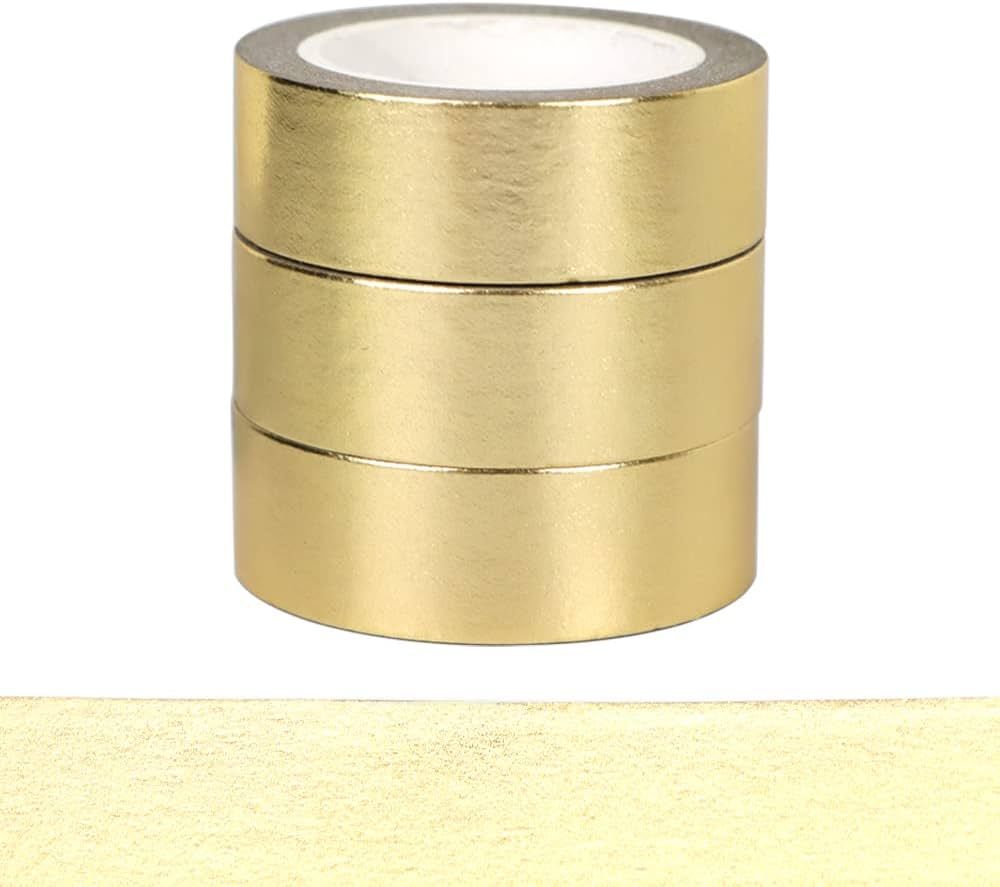 NatSumeBasics Gold Metallic Washi Tape Foil Washi Tapes 3pcs 32ft. x 0.6in. Masking Tapes Sticker... | Amazon (US)