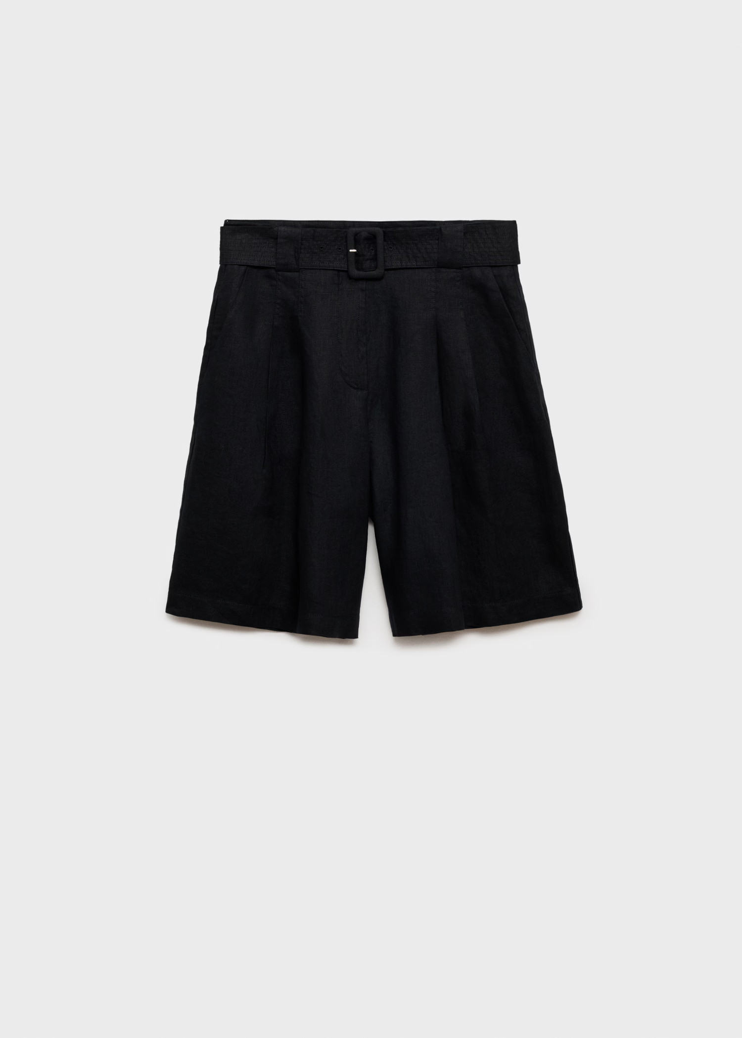 Belt linen-blend Bermuda shorts | Mango (US/MX/AU)