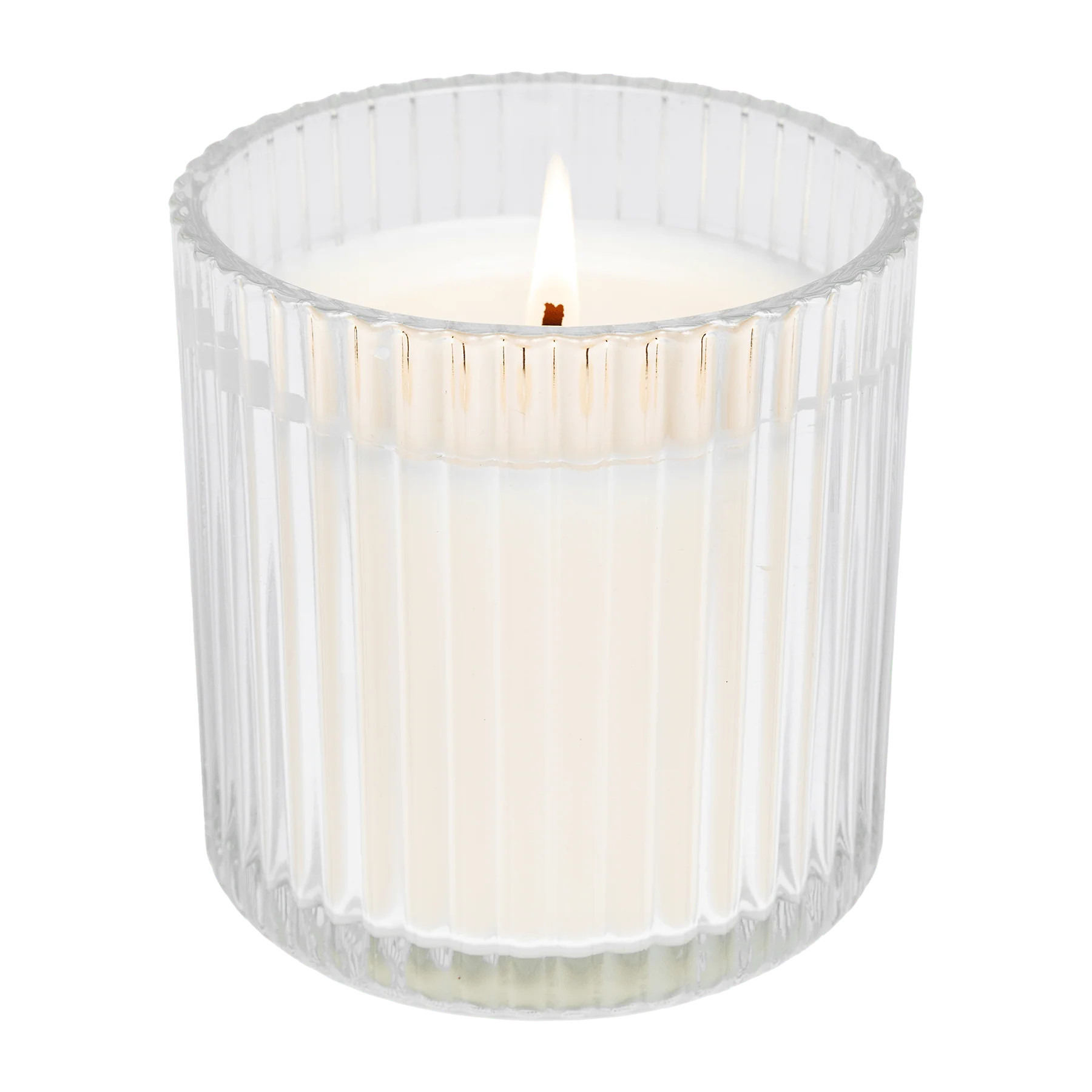 Hello Fall Fluted Soy Candle - Ribbed Glass Jar - 12 oz | Sweet Water Decor, LLC