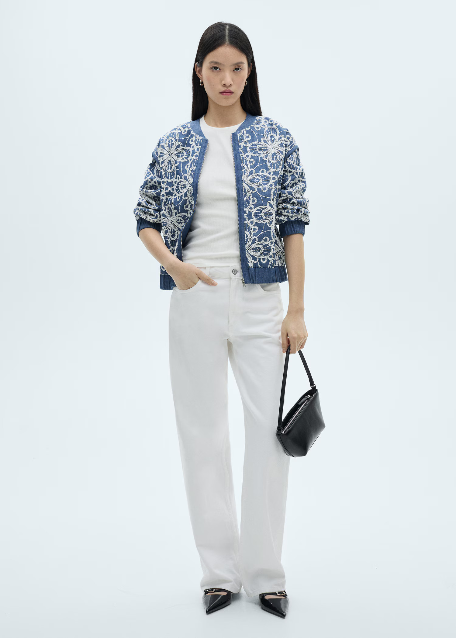 Floral-embroidered cotton jacket - Women | MANGO USA | Mango (US/MX/AU)