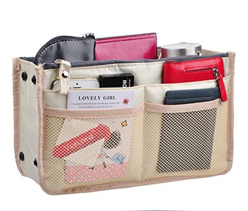 Vercord Updated Purse Handbag Organizer Insert Liner Bag in Bag 13 Pockets 3 Size, Milky Beige S | Amazon (US)