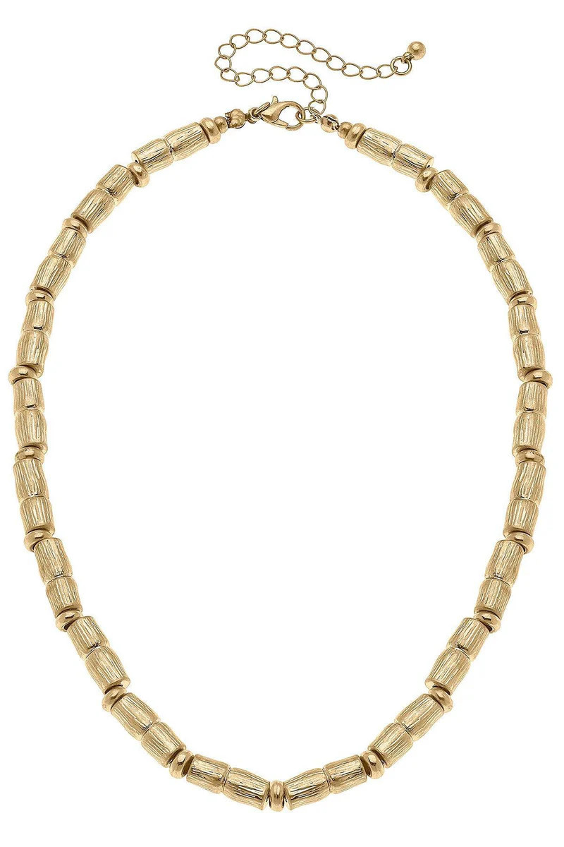 Rhodes Bamboo Beaded Necklace in Worn Gold | CANVAS
