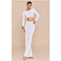 White Double Slinky Trim Detail Cut Out Maxi Dress | PrettyLittleThing US