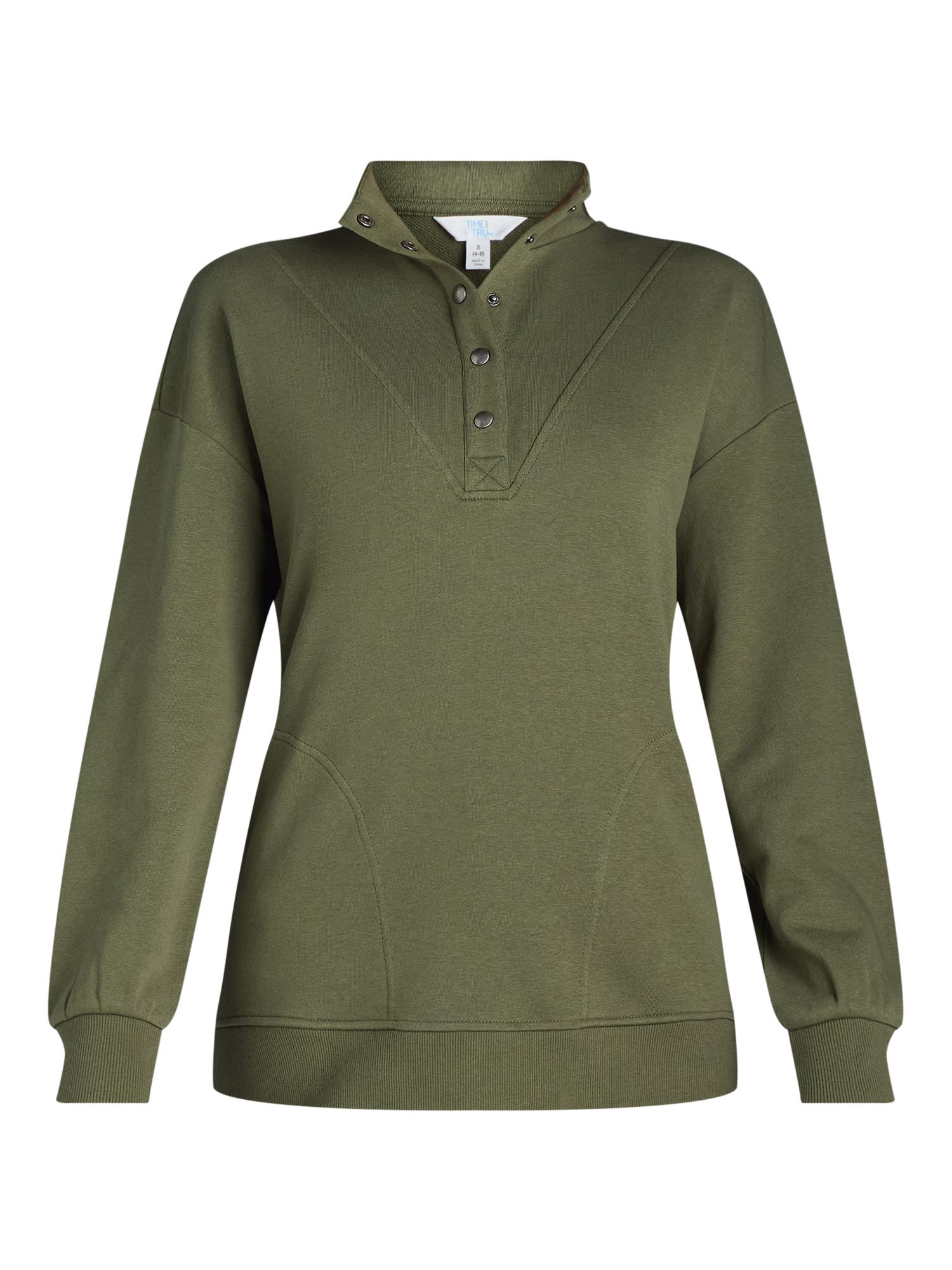 Time and Tru Women's Mock Neck Henley Pullover Sweatshirt, Sizes XS-XXXL | Walmart (US)