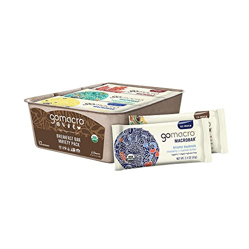 GoMacro MacroBar Organic Vegan Protein Bars - Breakfast Variety Pack (2.0-2.3 Ounce Bars, 12 Count) | Amazon (US)