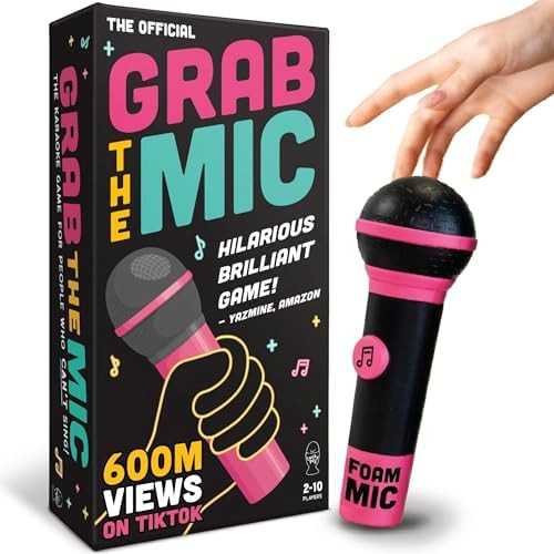 Lucky Egg Official Grab The Mic – Family Karaoke Board Game w/Foam Mic, 8+ Ages, 2-10 Players -... | Amazon (US)
