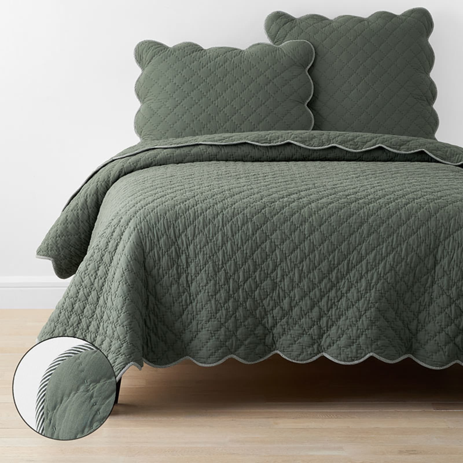 Scallop Quilt - Forest Green, Full/Queen | The Company Store