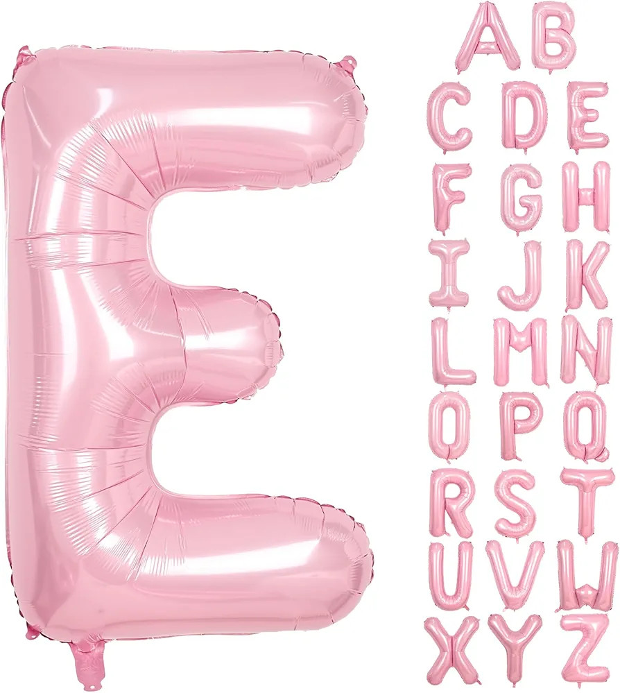 Pink Letter E Balloons,40 Inch E Letter Balloon Light Pink,A to Z Alphabet Helium Custom Pastel B... | Amazon (US)