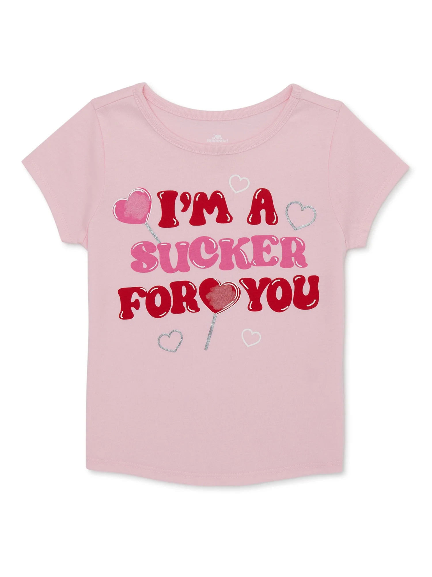 Valentine's Day Baby and Toddler Girls Short Sleeve Graphic Tee, Sizes 12 Months-5T - Walmart.com | Walmart (US)