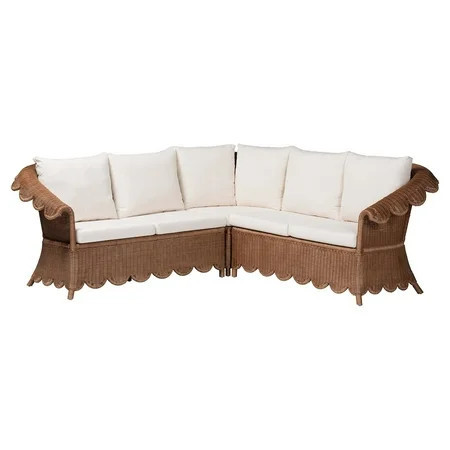 bali & pari Natural Rattan 3-Piece Sectional Set - Handwoven Wicker Corner Lounge Seating | Walmart (US)