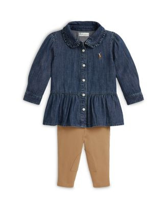 Girls' Denim Peplum Shirt & Jersey Legging Set - Baby | Bloomingdale's (US)