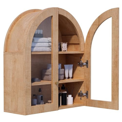 NewBeth Arched Wall Cabinet, Oak Wood Grain Bathroom Cabinet | Amazon (US)