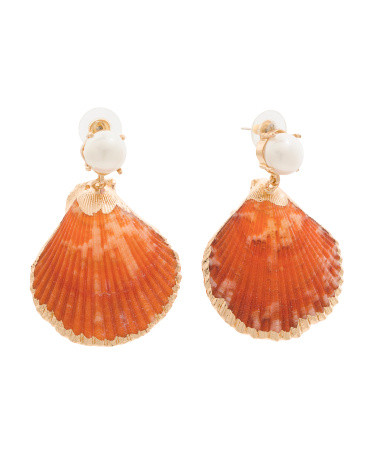 Made In Thailand Dipped Shells Pearl Earrings | TJ Maxx