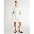 Scoop Women’s Fit and Flare Mini Dress with Puff Sleeves, Sizes XS-XXL | Walmart (US)