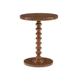 Spencer 17 in. Hazelnut Brown Round Wood End Table | The Home Depot
