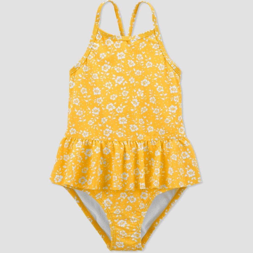 Toddler Girls' Floral Ruffle One Piece Swimsuit - Just One You made by carter's Yellow 12M | Target