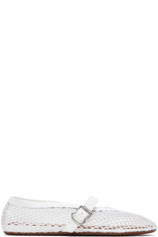 White Fishnet Ballerina Flats | SSENSE