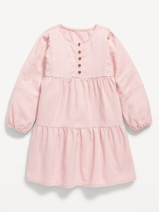 Long-Sleeve Tiered Button-Front Dress for Toddler Girls | Old Navy (US)