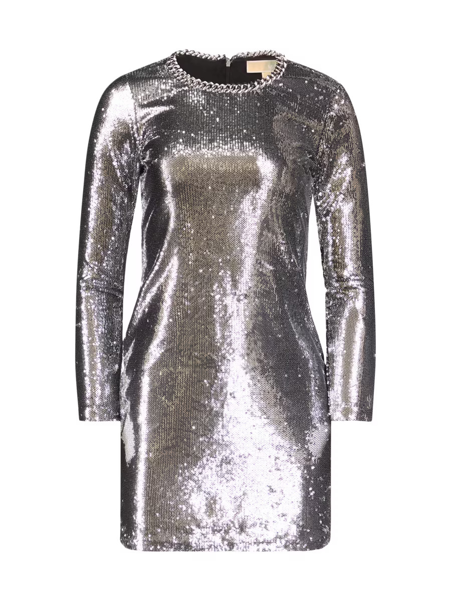 Sequined Long-Sleeve Minidress | Saks Fifth Avenue