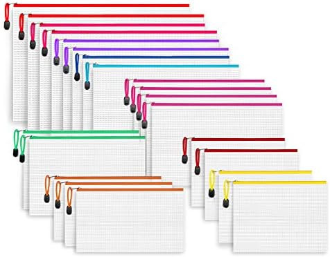 BerkPal 21Pcs Mesh Zipper Pouch Set in 8 Sizes - Waterproof Plastic Mesh Bag with Zipper in 9 Vibran | Amazon (US)