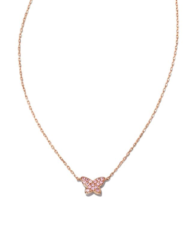 Butterfly 14k Rose Gold Pendant Necklace in Pink Sapphire | Kendra Scott