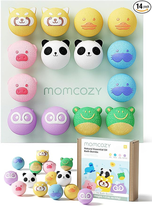 Momcozy Essential Oil Bath Bombs,14 Pcs Bubble Bath Fizzy Balls with 7 Cute Animal Shapes,Bath Bo... | Amazon (US)
