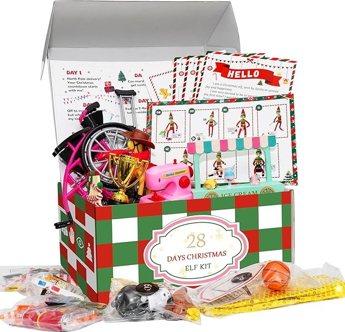 Elf Kit 28 Days of Christmas 2025 with 28 Daily Surprise Scenes & Accessories include Clothes Elf... | Amazon (US)