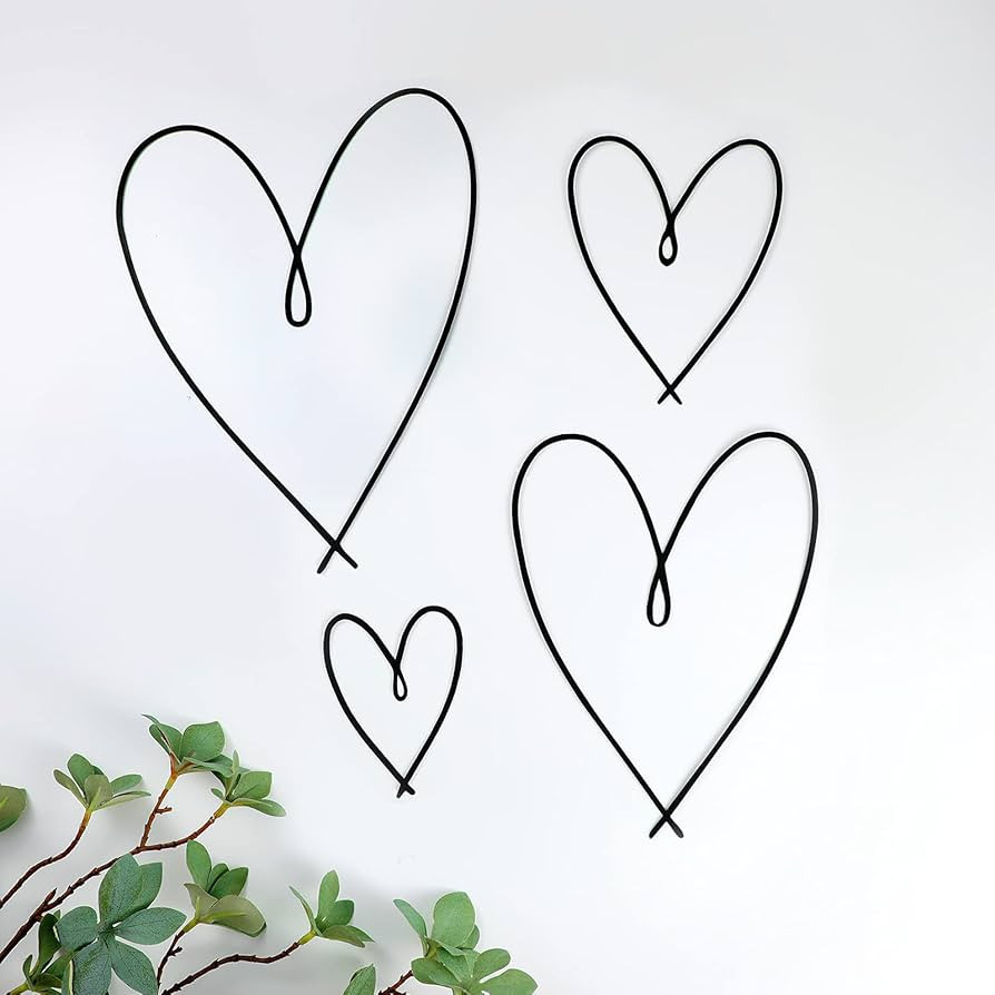 Pangda 4 Pieces Metal Heart Wall Art Decor Heart Wall Decor Love Heart Wall Decoration Metal Hear... | Amazon (US)
