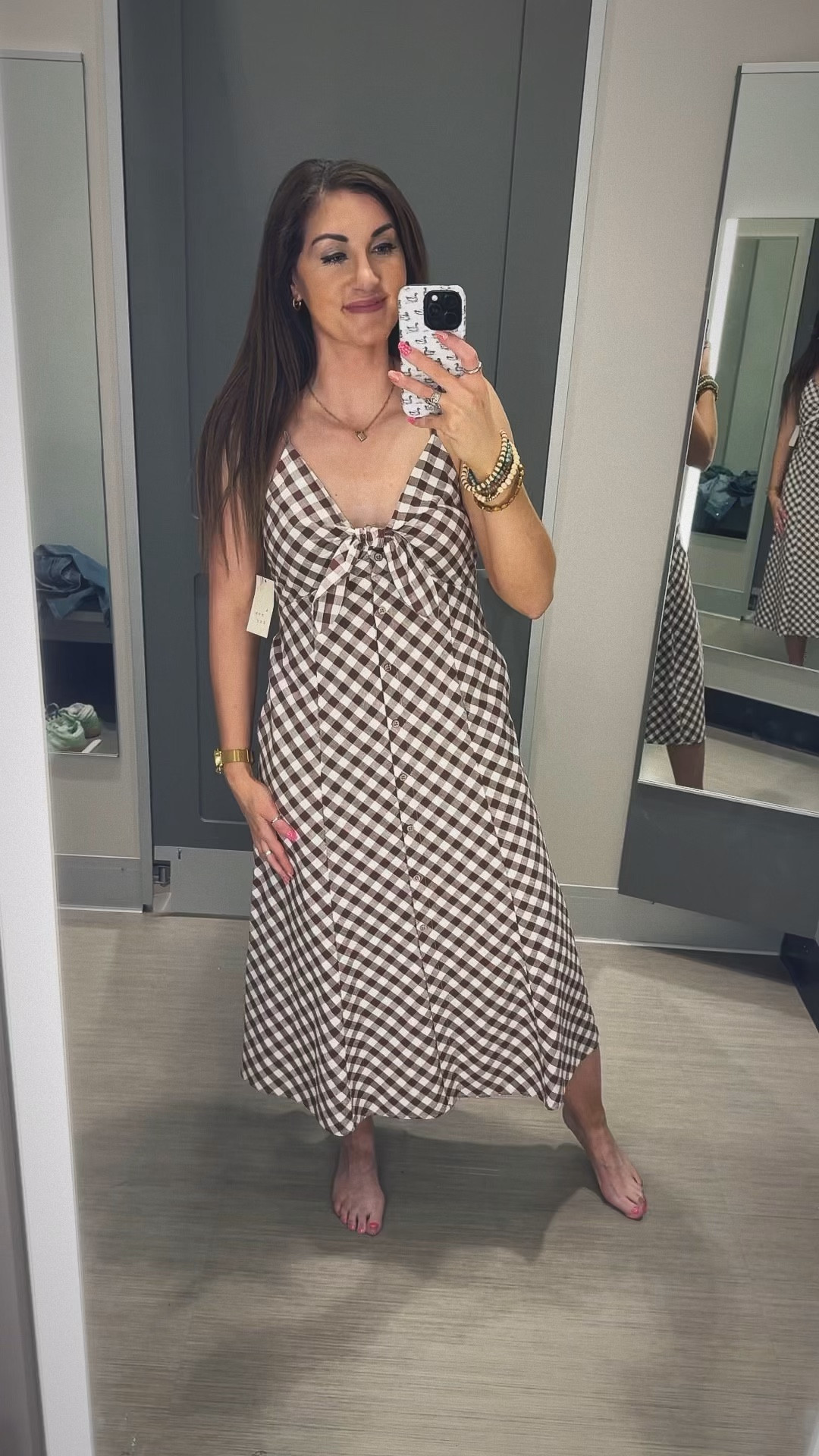 🤎Target brown gingham dress for the win. 