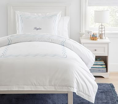 Embroidered Scalloped Organic Duvet Cover & Shams | Pottery Barn Kids