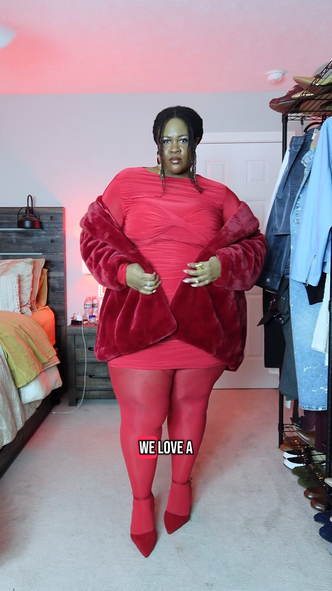 Confidence isn’t something you wait for—it’s something you step into.

🏷️ I'm wearing the red bodycon dress in a size 3X, the dark red faux fur coat in a size 4X and the red tights in a size 5X/6X. The red block heels are in a size 12W. 

#LTKStyleTip #LTKFindsUnder50 #LTKPlusSize