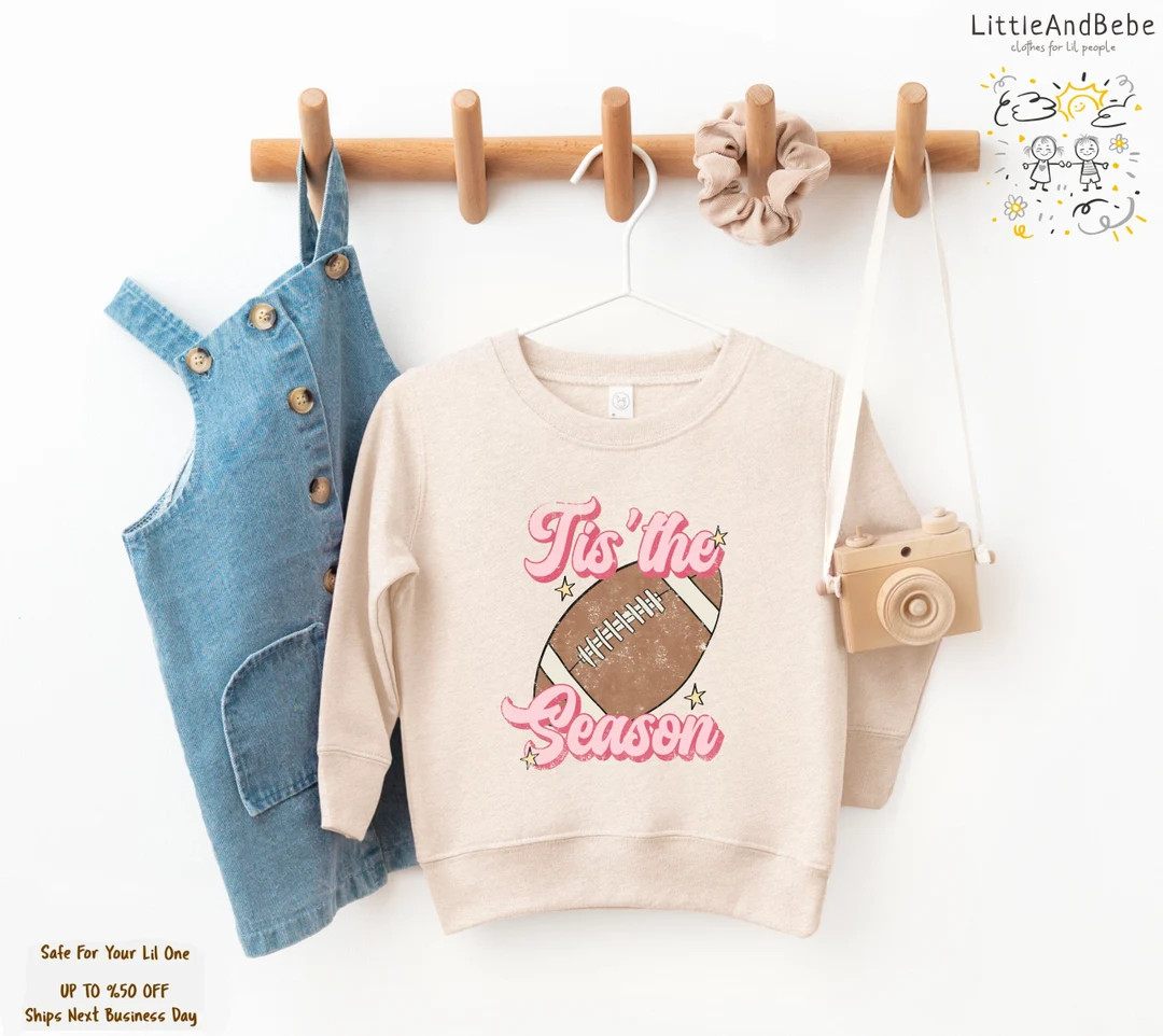 Tis the Season Game Day Sweatshirt for Kids, Girls Football Game Day Sweatshirt, Grunge Girls Swe... | Etsy (US)