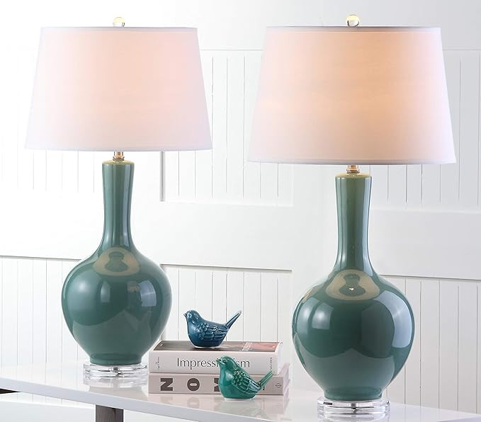 SAFAVIEH Lighting Collection Blanche Modern Teal Gourd Ceramic 32-inch Bedroom Living Room Home O... | Amazon (US)