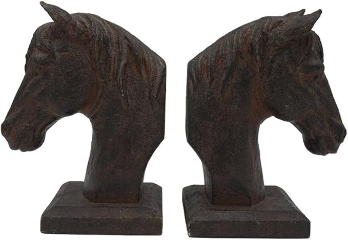 Comfy Hour Farmhouse Collection 5" Length 7" Height Set 2 Horse Head Art Bookends, 1 Pair, Antiqu... | Amazon (US)