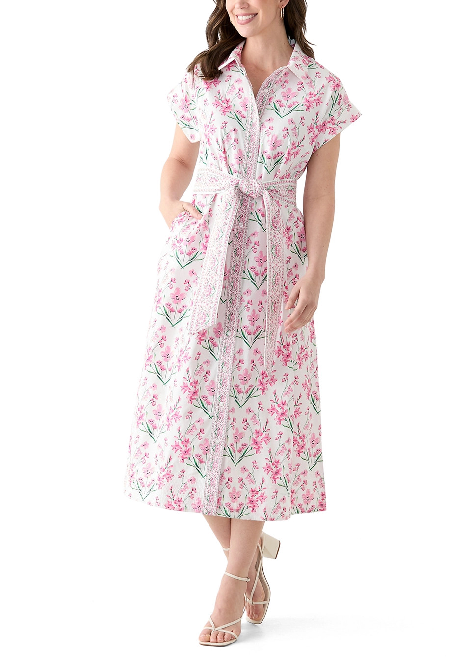 Women's Printed Belted Midi Dress | Belk