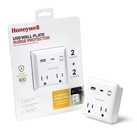 Honeywell USB Wall Plate Surge Protector 2 AC Outlets USB-A and USB-C Charging 3.1 A | Walmart (US)