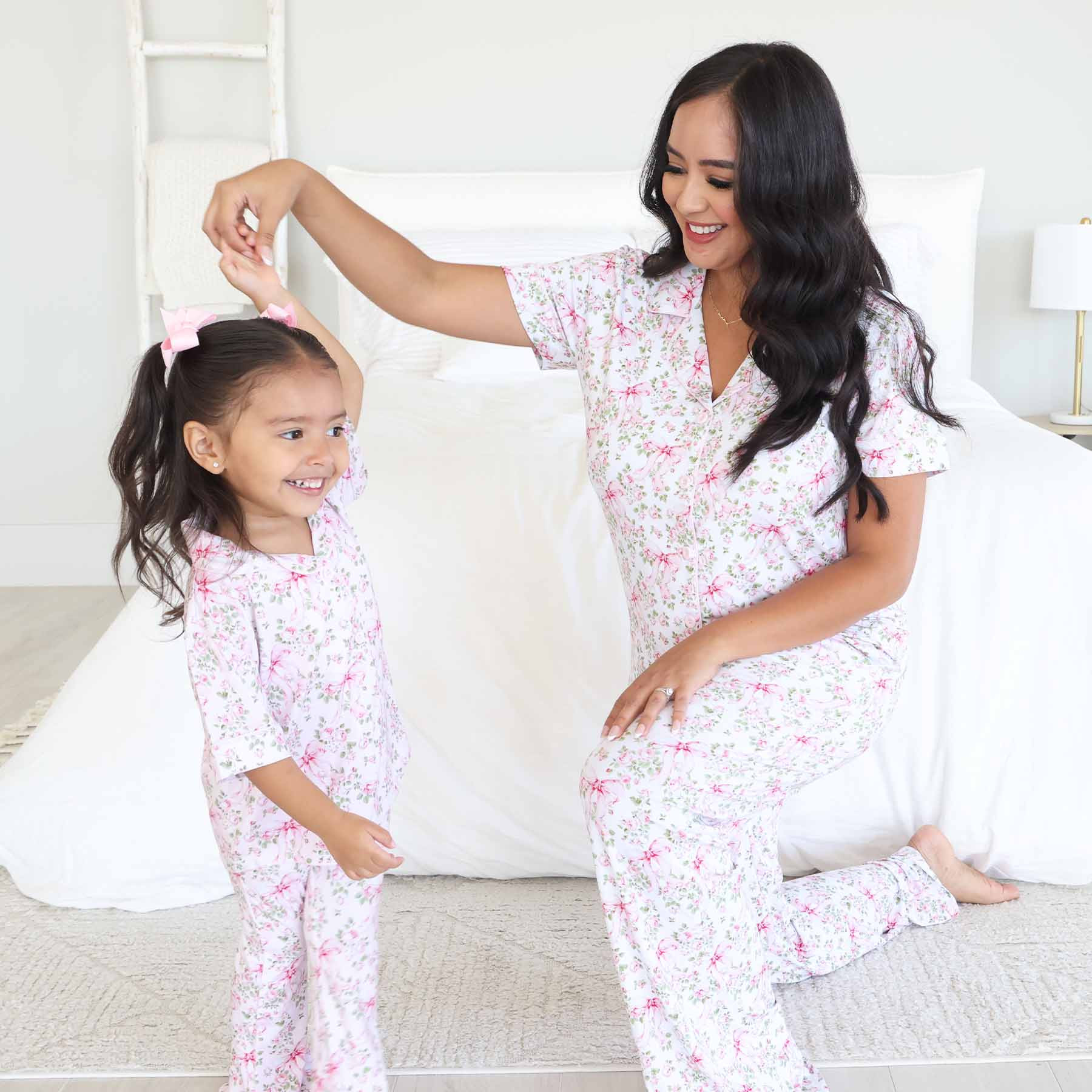 Women's Two Piece Flare Lounge Set | Bows in Bloom | Caden Lane