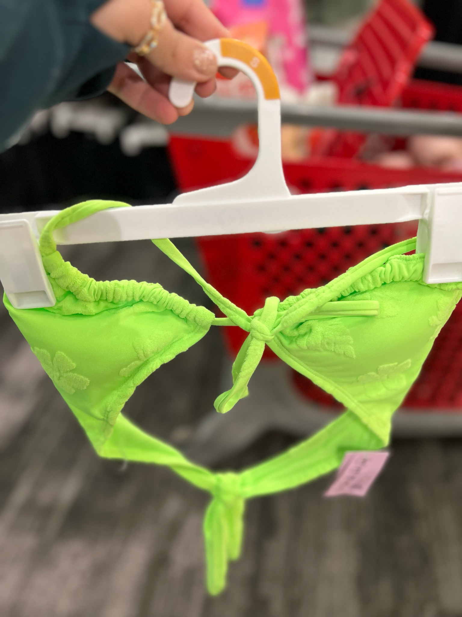 Women's Daisy Textured Ring Front Triangle Bikini Top - Wild Fable™ Green at Target 

Now 20% off till 3/11 using Target circle 



#LTKswim #LTKtravel #LTKSale