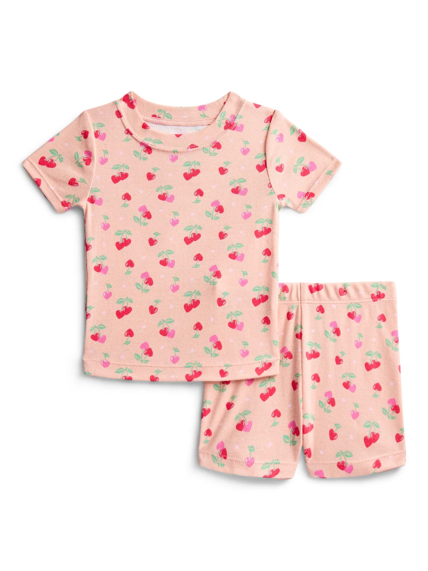 Wonder Nation Toddler Girls Short Sleeve Tee and Shorts Cotton Pajama Set, 2-Piece, Sizes 12M-5T | Walmart (US)