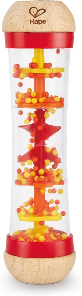 Hape Beaded Raindrops | Mini Wooden Musical Toddler Instrument, Shake & Rattle Rainmaker Toy, Red | Amazon (US)