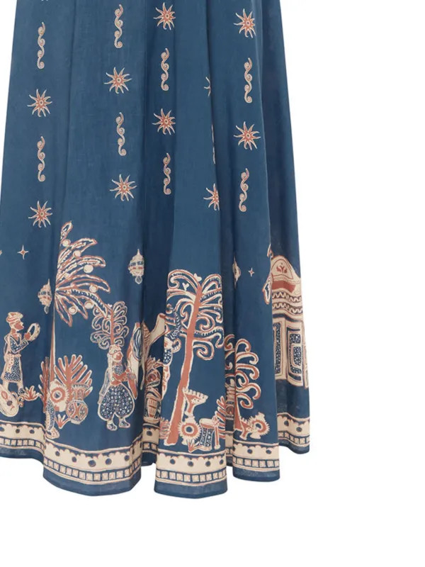 ALEMAIS Acacia Printed Midi Dress | Blue | FARFETCH | Farfetch Global