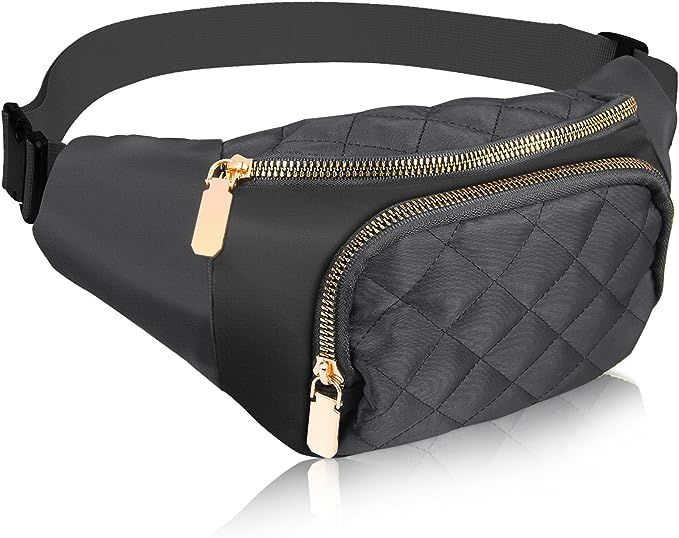 PONRAY Fanny Pack for Women Men, Fashion Crossbody Fanny Packs Belt Bag with 3-Zipper Pockets, Cr... | Amazon (US)