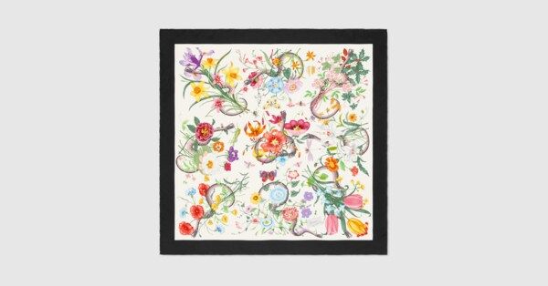 Flora Snake print silk scarf | Gucci (US)