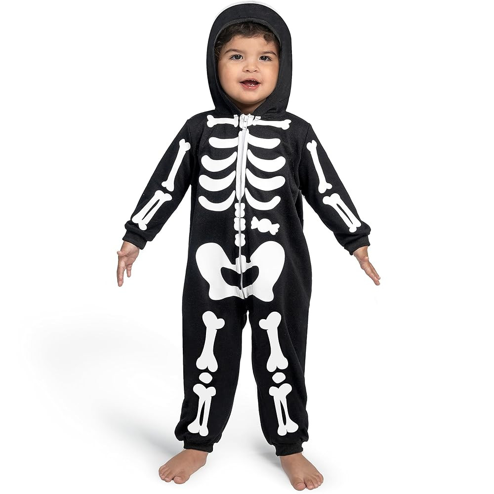 Spooktacular Creations Unisex Skeleton jumpsuit Pajama for Babies, Plush Zip-Up Black Hooded Jump... | Amazon (CA)