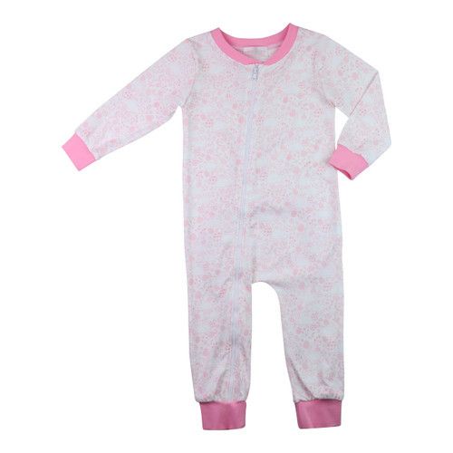 Pink And White Easter Print Knit Zipper Pajamas | Cecil and Lou