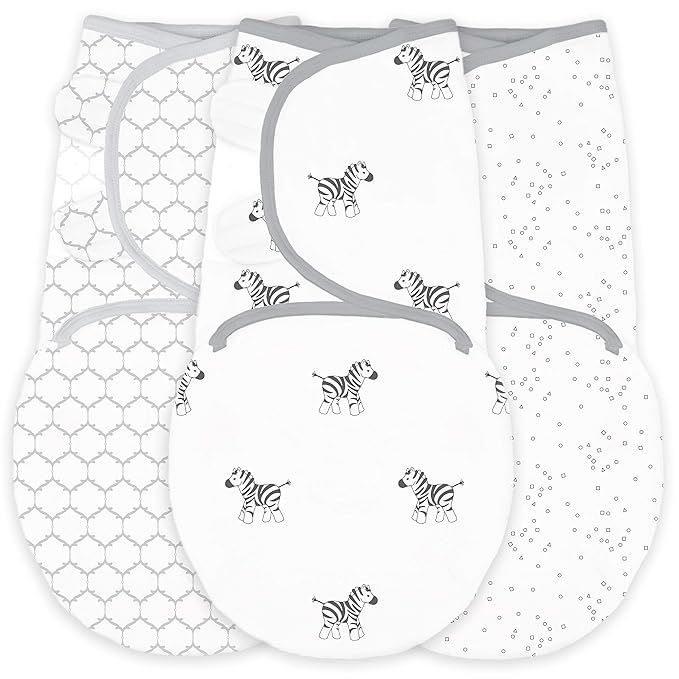 Amazing Baby Swaddle Blanket with Adjustable Wrap, Set of 3, Zebra, Confetti and Lattice, Sterlin... | Amazon (US)