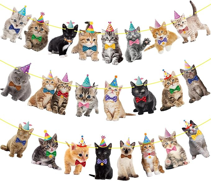 2pcs Cat Theme Party Banner Decorations Pet Cat Birthday Party Decorations Baby Cat Birthday Part... | Amazon (US)